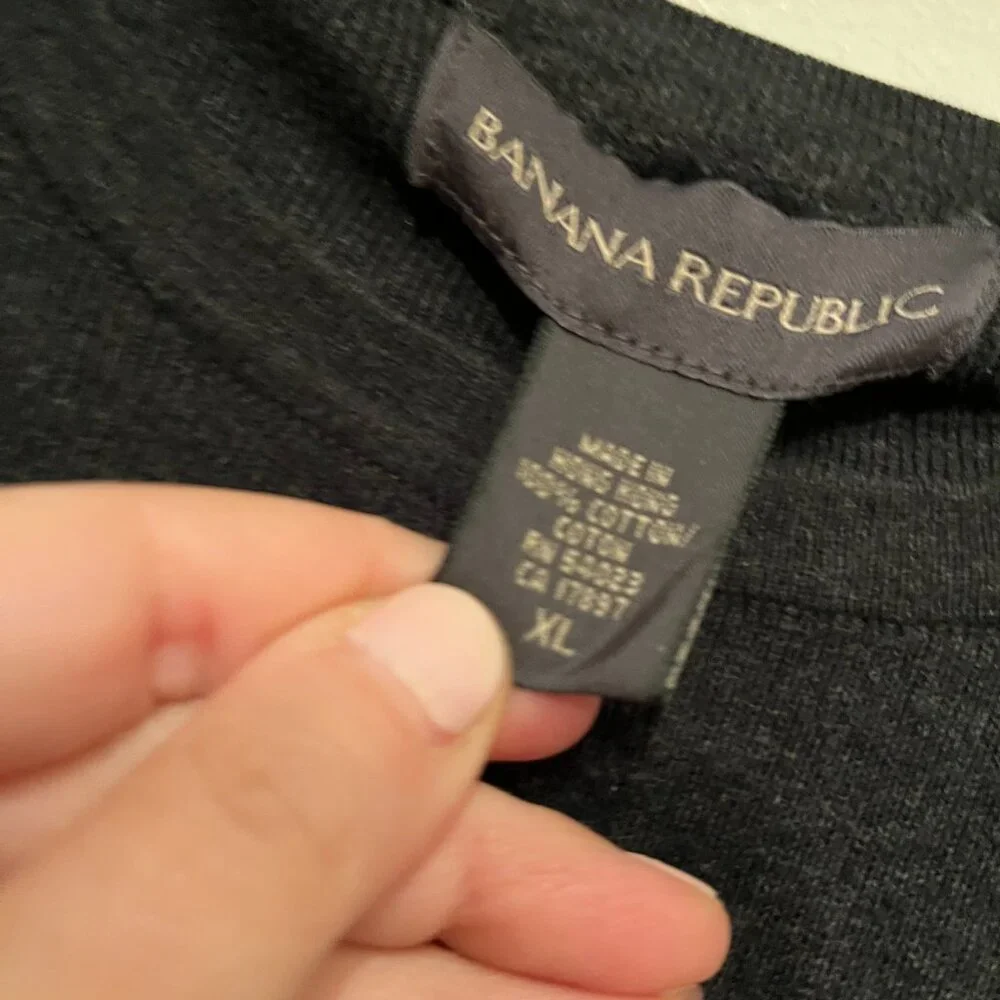 Banana Republic Mens Gray Cotton Long Sleeve Knit‎ Top XL 💗